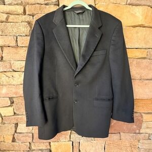Jos A Bank 100% Cashmere Mens 42L Black Blazer Sport Coat Jacket Business Office